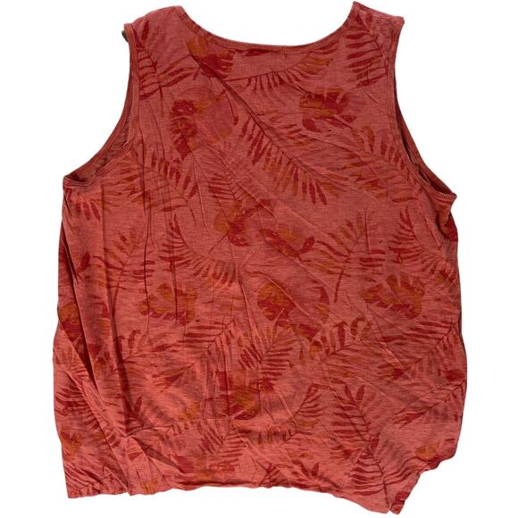 Style co Top Women Plus 1X Orange Sleeveless Tropical Print Cotton Modal Cotton - Picture 2 of 6